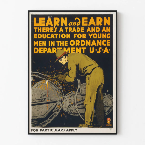 Recruitment Poster for the Ordnance Department USA - Learn and Earn