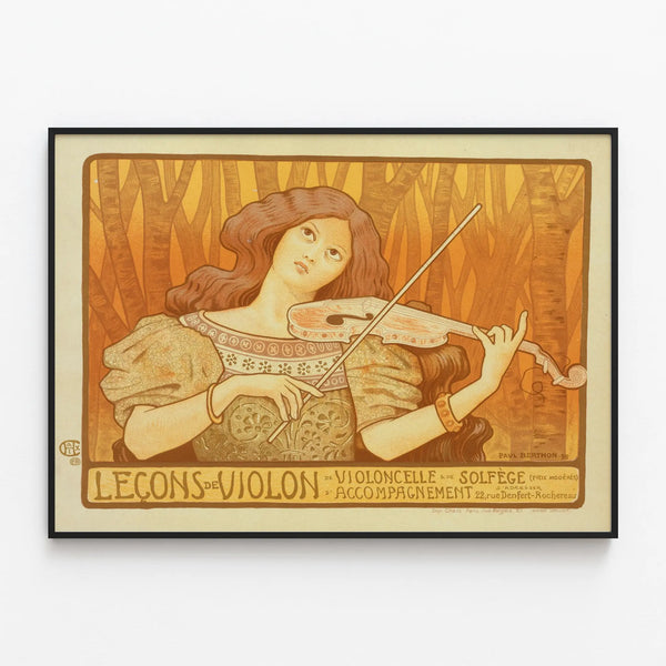 Art Nouveau Poster - Violin Lessons by Paul Berthon — framed artwork on a wall