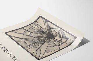 Lee Bontecou Exhibition Poster – Abstract Artistic Design in Black and White