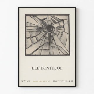 Lee Bontecou Exhibition Poster – Abstract Artistic Design in Black and White