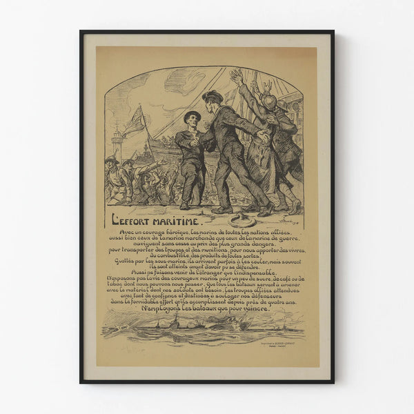 Vintage poster of the Maritime Effort for wall decoration