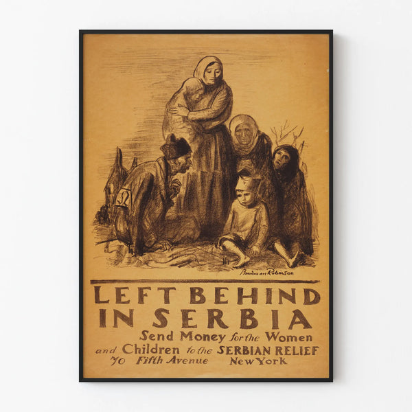 Vintage humanitarian poster Left Behind in Serbia