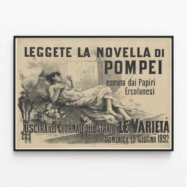Vintage Italian Poster 'La Novella di Pompei' 1892 — framed artwork on a wall