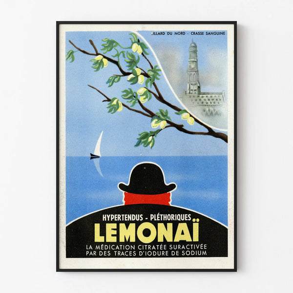 Vintage medical poster Lemonai for hypertension