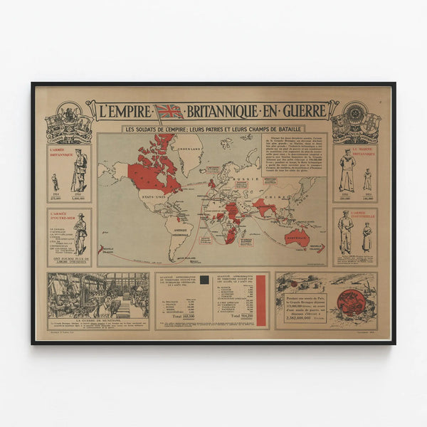 Vintage Poster - The British Empire at War, 1916 — framed artwork on a wall