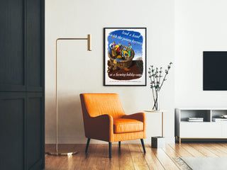 Vintage poster of farm potato harvest