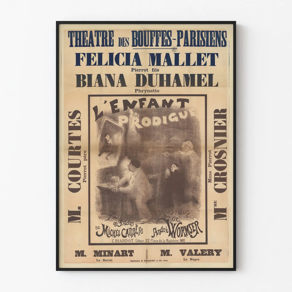 Vintage theater poster L'Enfant Prodigue wall decoration