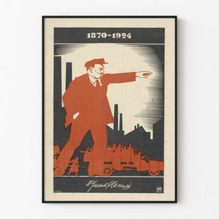 Decorative poster of Lenin 1870-1924 in constructivist style