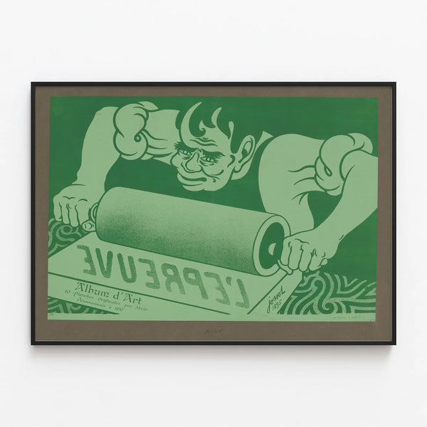 Vintage poster L'Épreuve Original art album by Jossot — framed artwork on a wall