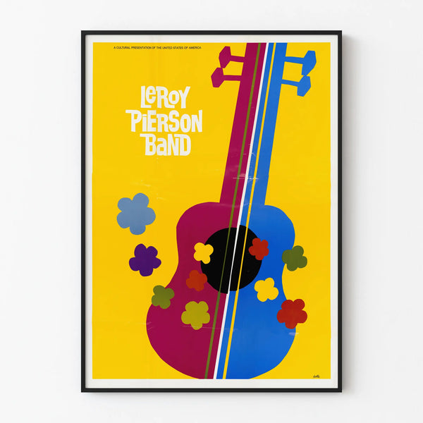 Vintage Leroy Pierson Band poster with colorful guitar design