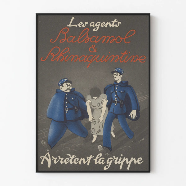Vintage poster of Les agents Balsamol & Rhinaquintine – Retro wall decoration