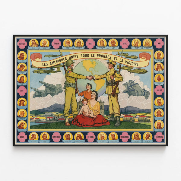 Vintage Poster United States of America for Progress and Victory — framed artwork on a wall