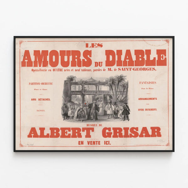 Vintage Poster of The Devil's Loves - Opera-Fairy Tale Score — framed artwork on a wall