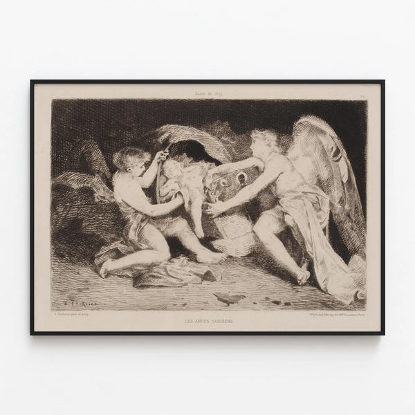 Vintage poster Guardians Angels – Classic wall decoration — framed artwork on a wall