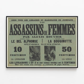 Vintage Poster The Female Assassins by Alexis Bouvier — framed artwork on a wall
