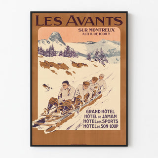 Vintage poster Les Avants sur Montreux - Mountain and winter sports poster