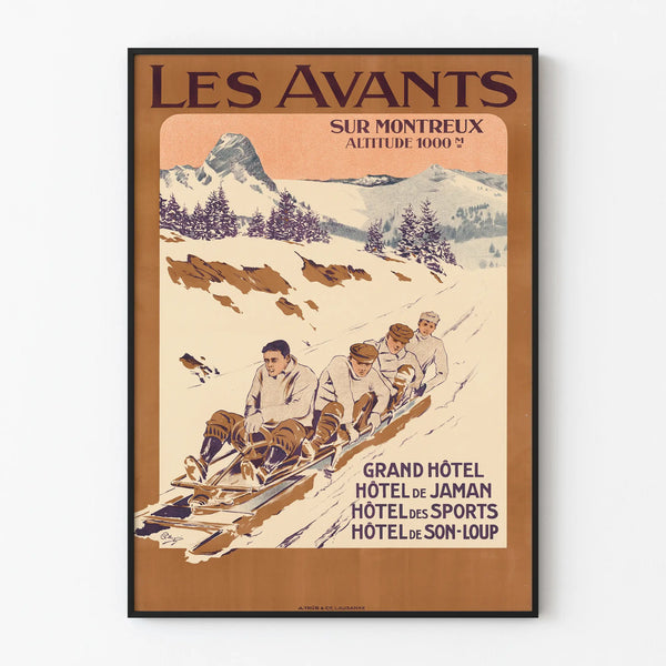 Vintage poster Les Avants sur Montreux - Mountain and winter sports poster