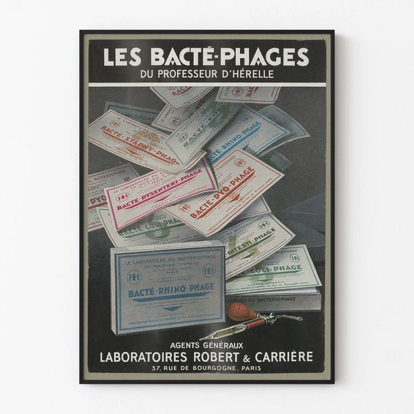 Vintage Poster of Professor d'Hérelle's Bacteriophages – Scientific Wall Decoration