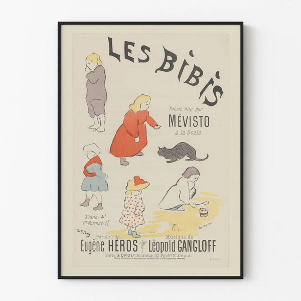 Vintage Poster Les Bibis Wall Decoration for Children and Cat