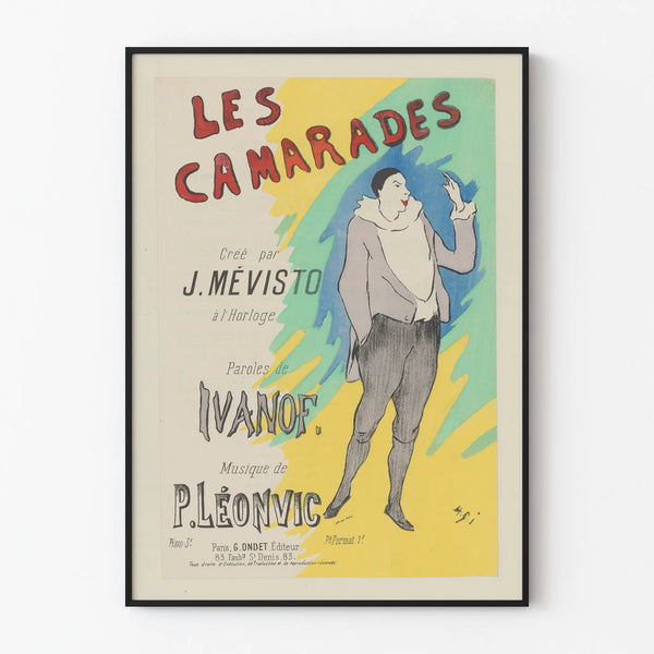 Vintage poster Les Camarades by J. Mévisto, musical wall decoration