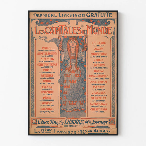 Vintage Poster The Capitals of the World - Retro Wall Decoration