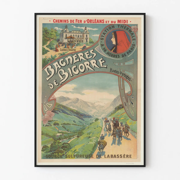 Vintage poster of Bagnères de Bigorre, Haute-Pyrénées - Vintage wall decoration