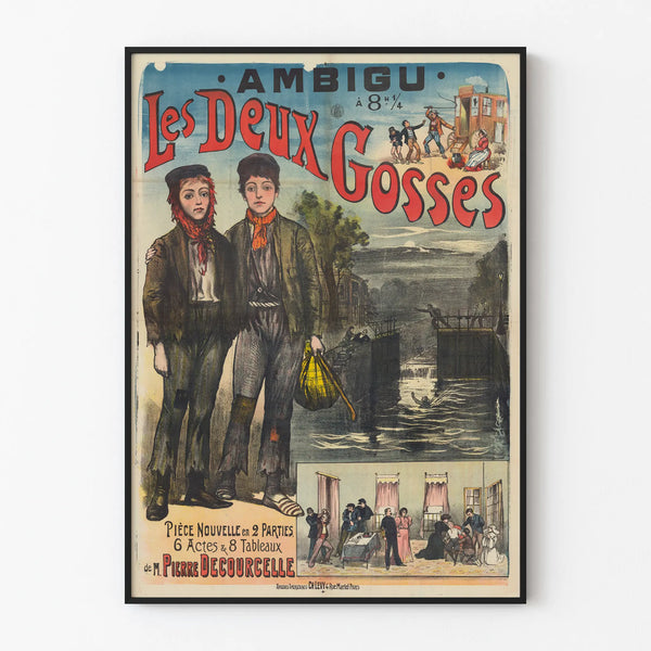 Vintage Poster Les Deux Gosses - Antique Theater Wall Decoration