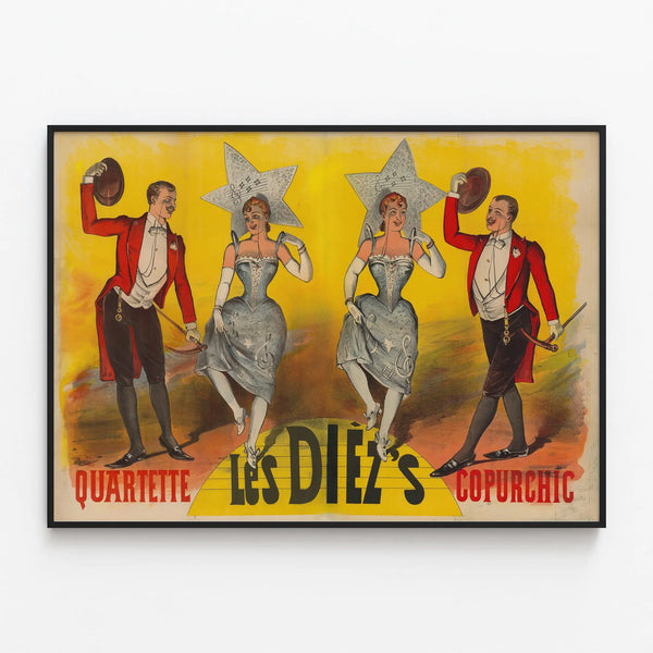 Vintage Poster Les Diez's Quartett - Retro Wall Decoration — framed artwork on a wall