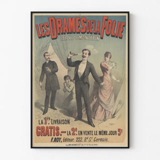 Vintage poster Les Drames de la Folie by Xavier de Montépin