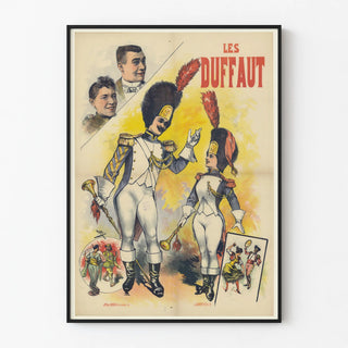 Vintage poster Les Duffaut with costumed characters
