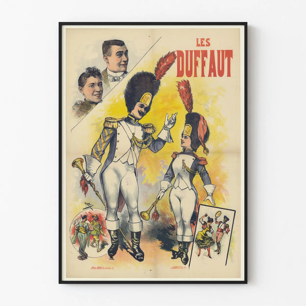 Vintage poster Les Duffaut with costumed characters