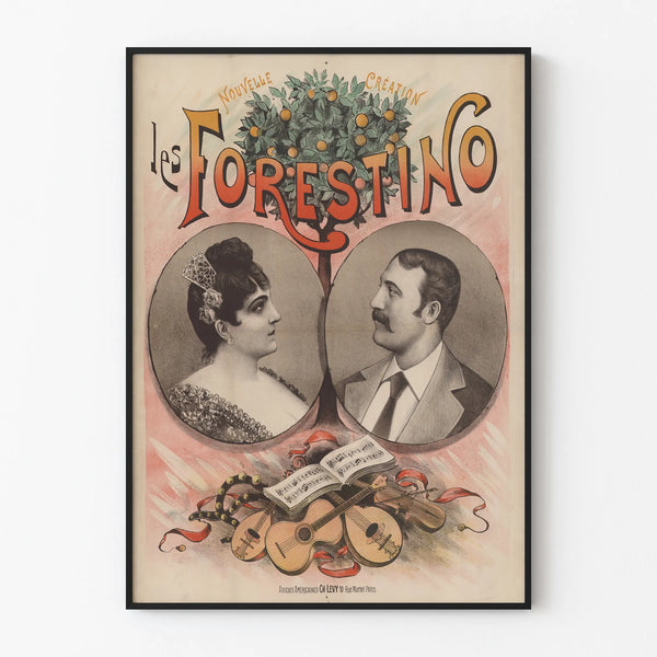 Vintage poster Les Forestino Duo of Singers wall decoration