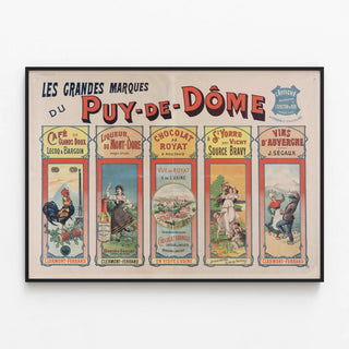 Vintage Poster of the Major Brands of Puy-de-Dôme — framed artwork on a wall