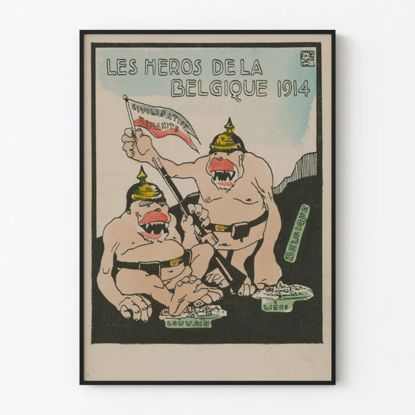 Vintage poster The heroes of Belgium 1914 historical wall decoration