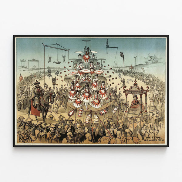 Vintage Decorative Poster The Japanese - Graphic Wall Art — framed artwork on a wall