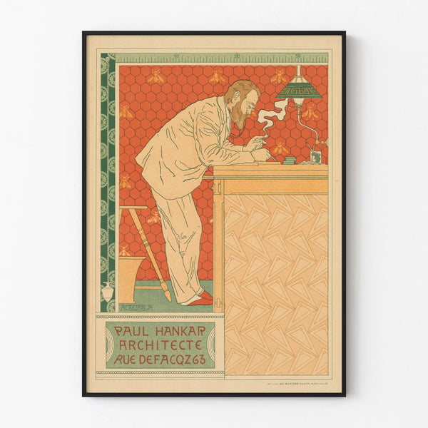 Decorative poster of Paul Hankar, architect, Art Nouveau style