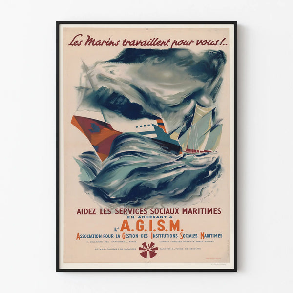 Vintage poster of sailors and maritime social services