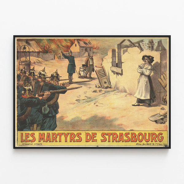 Vintage Poster of the Martyrs of Strasbourg - Historical Wall Decoration — framed artwork on a wall