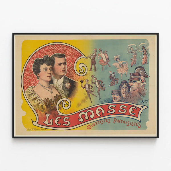 Vintage poster Les Masse Duettistes Fantaisistes for wall decoration — framed artwork on a wall