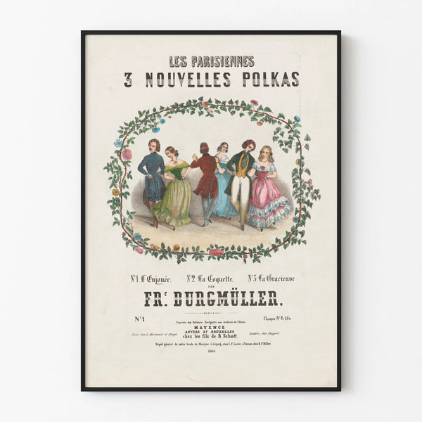 Vintage Poster Les Parisiennes 3 New Polkas by Frédéric Burgmüller