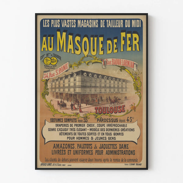 Vintage poster of the Iron Mask - Tailor shops in Toulouse