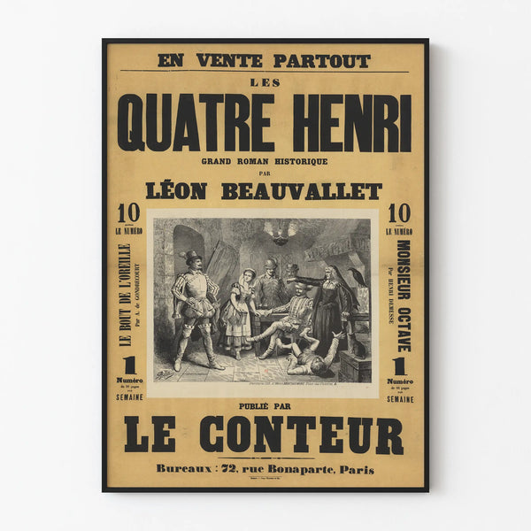 Vintage poster Les Quatre Henri - Grand historical novel by Léon Beauvallet