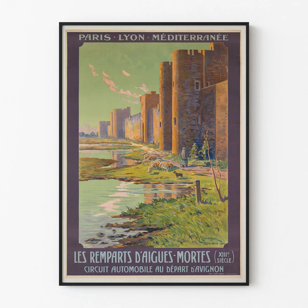 Vintage poster of the Aigues-Mortes ramparts, 13th century