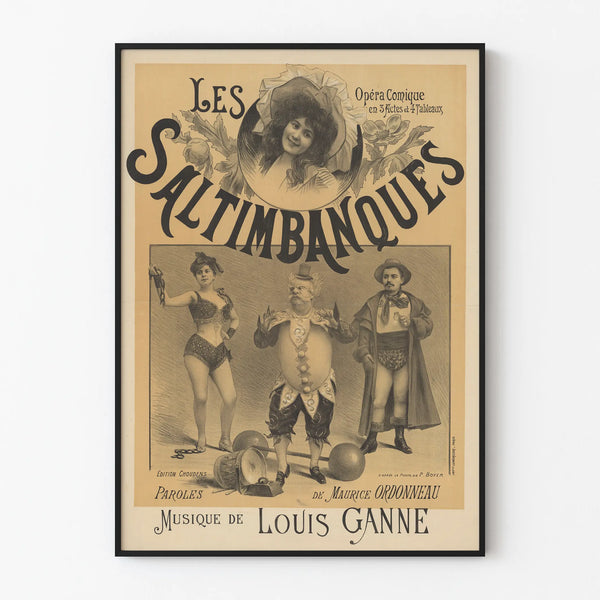Vintage poster Les Saltimbanques opéra comique Louis Ganne