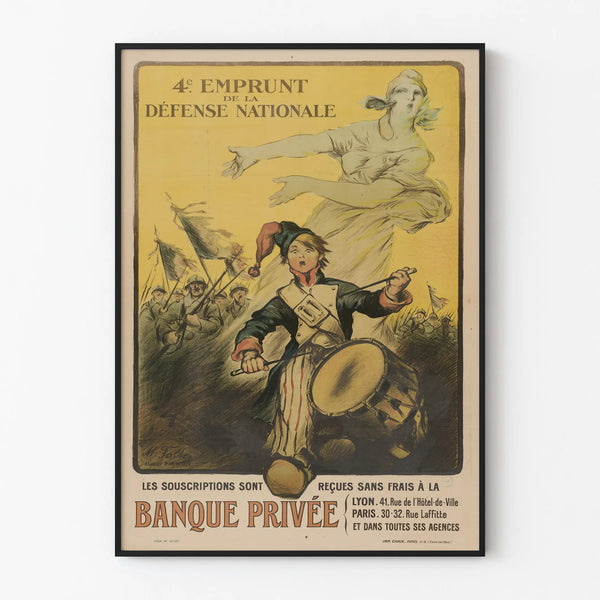 Vintage poster of the 4th National Defense Loan - Private Bank historical wall decoration