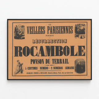 Vintage poster Les Veillées Parisiennes - Resurrection of Rocambole — framed artwork on a wall