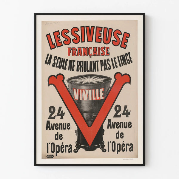 Vintage poster French wash tub Viville retro wall decor
