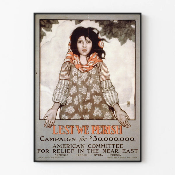 Vintage poster Lest We Perish - Charitable wall decoration
