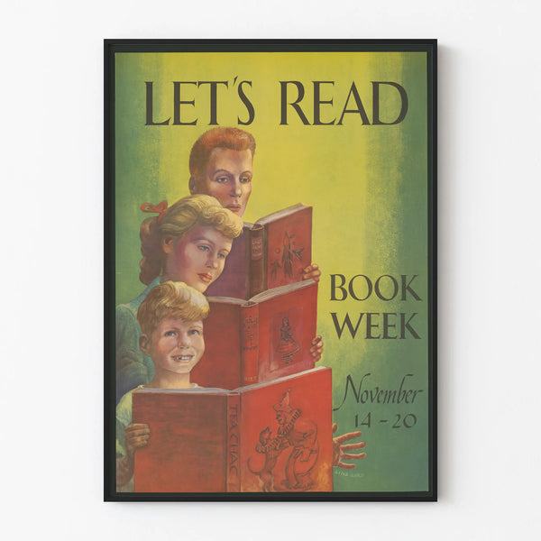 Vintage poster wall decoration Let's Read Book Week