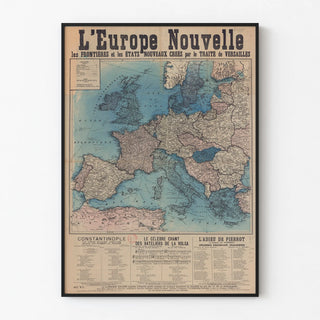 Poster Historical Map of Europe New after the Treaty of Versailles